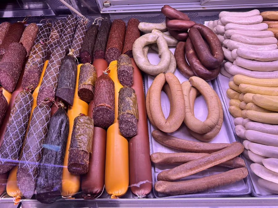 Ring sausages, salami logs, and link sausages