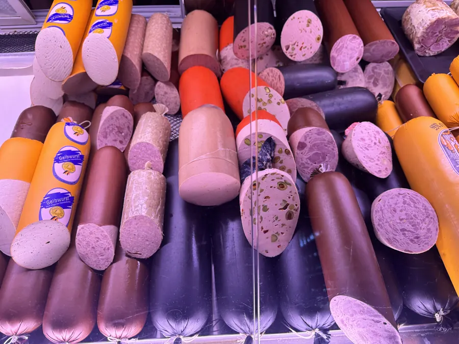 Gelbwurst, mortadella, and specialty deli loaves