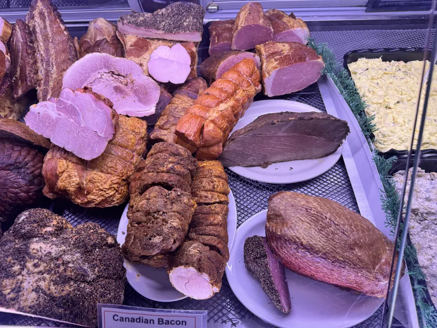 House-smoked hams, roast beef, and pepper-crusted meats